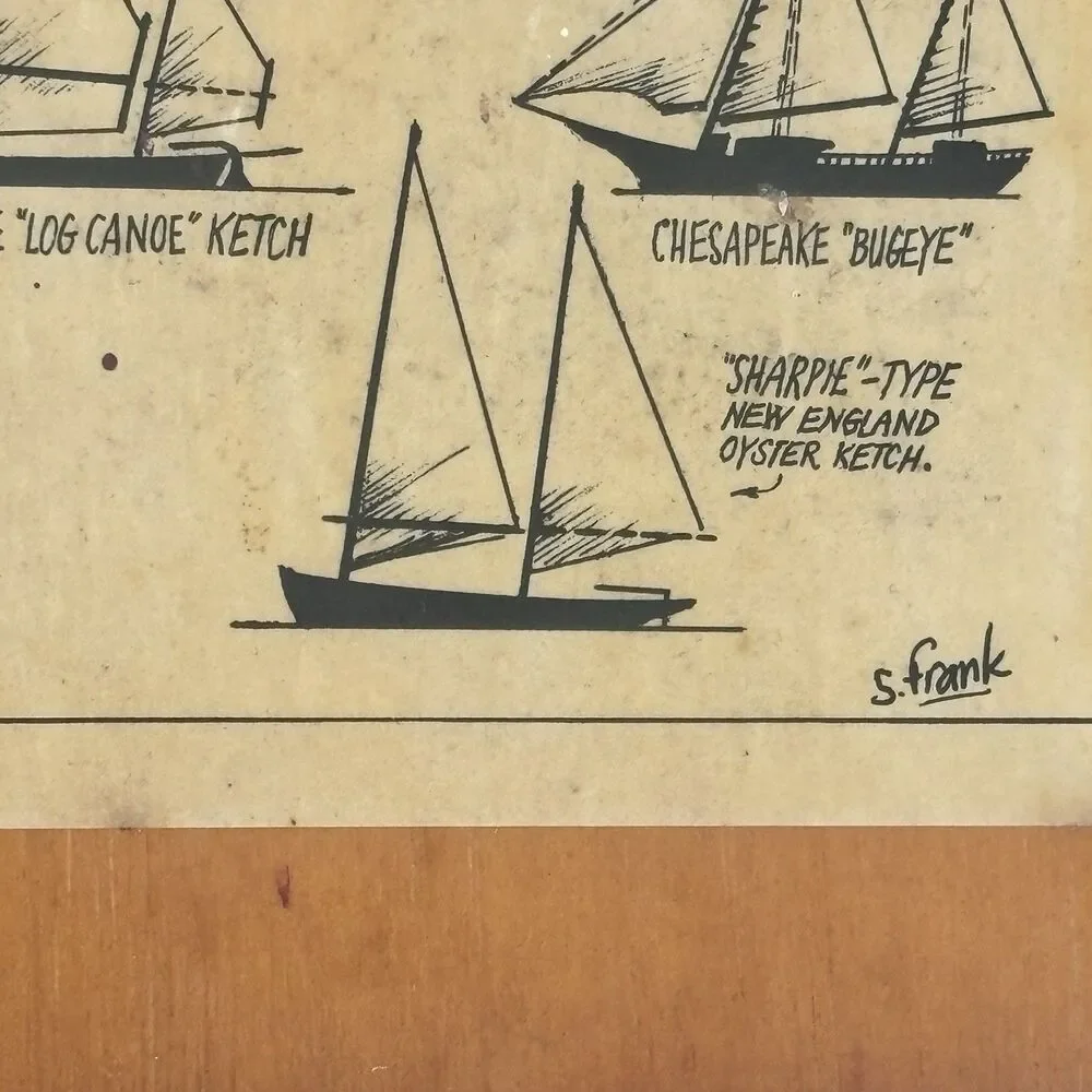 S. Frank Vintage Nautical Sailboat Wood Plaque Art Set Yawls Ketches Sail Types